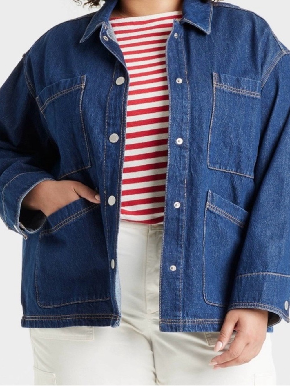 NWT Women's Denim Chore Coat by Universal Thread XL - Picture 2 of 10